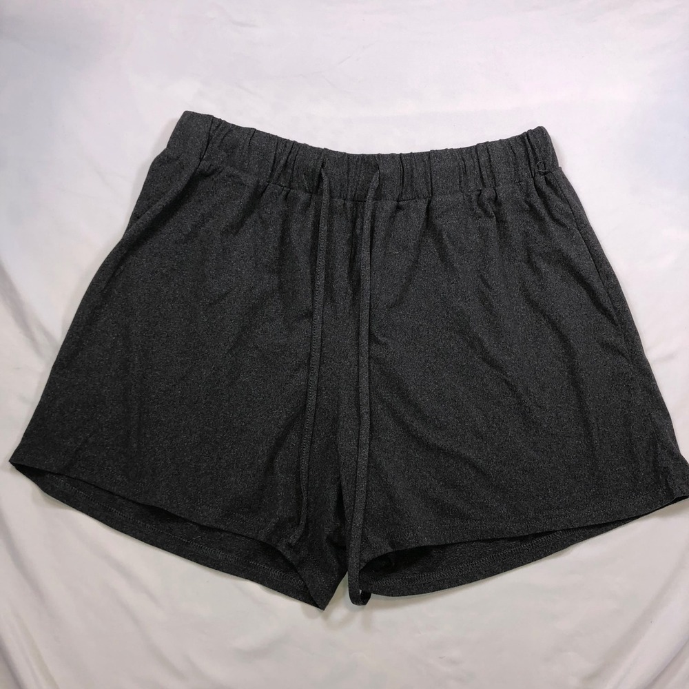Ekouaer Womens Charcoal Gray Heather Lounge Athletic Shorts Size L Drawstring